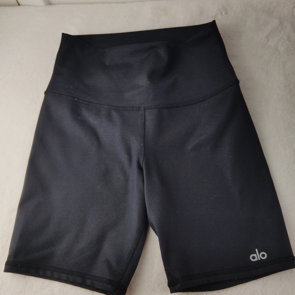 Alo High-Rise Black Bike Shorts 7" Sz Xs